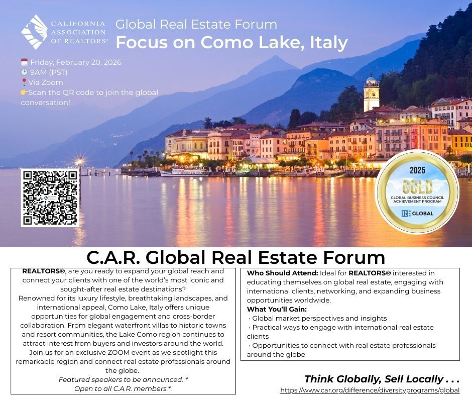 Flyer: Global Real Estate Forum, Focus on Como Lake Italy
